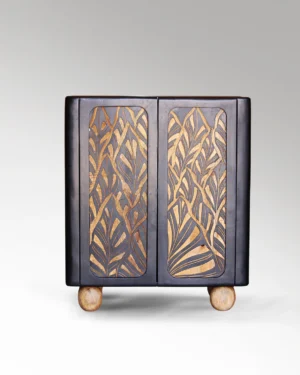 CARVED LEAF DRAMA - TWO DOOR CABINET